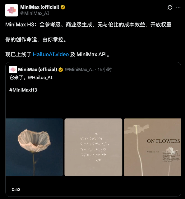 MiniMax H3 刚刚上线:AI 视频终于有了自己的「后期之王」