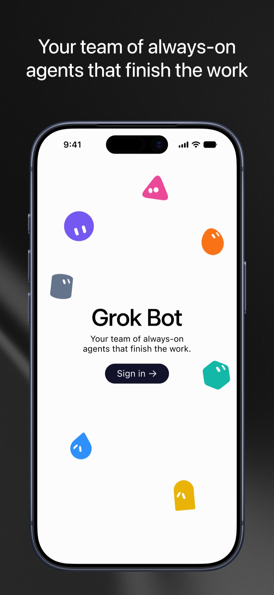 Grok Bot iPhone 登录界面